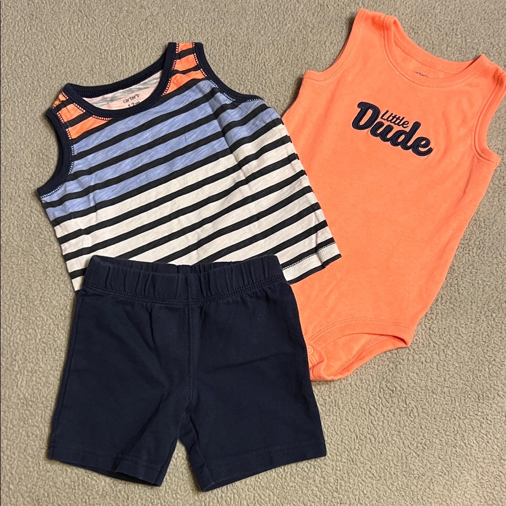 Carter's 3 Piece Shorts & Sleeveless Shirts Set 12 month Lot